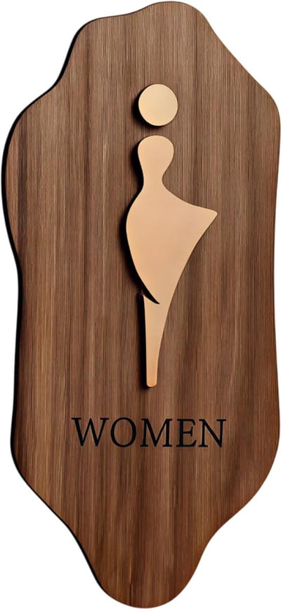 Houten Toilet Bordjes – Maat 20x10cm – Vrouwen – Hotel WC Muurstickers – Instructiebord voor Badkamer – Stijlvolle Huisdecoratie – Wanddecoratie voor Toiletruimte