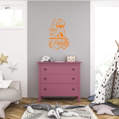 Muursticker - I Love My Miniature Poddle - 40,6 x 59,5 - Oranje