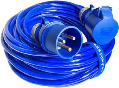CEE Verlengkabel - Stroomkabel Krachtstroom - Industrieel Gebruik - Waterdicht IP44 - 30 meter - Blauw