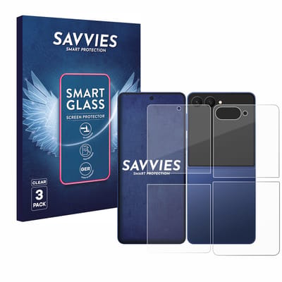 3 Stuks Savvies Screenprotector - geschikt voor Samsung Galaxy Z Flip 7 (Voor+Achter) - beschermfolie glas transparant