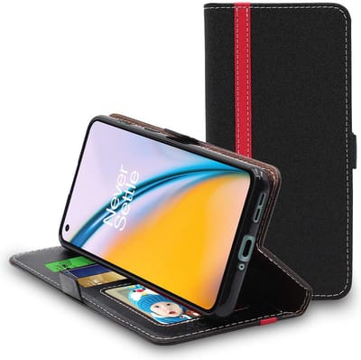 ebestStar - Hoes geschikt voor OnePlus Nord 2 5G, Wallet Etui, Book case hoesje, Zwart, Rood
