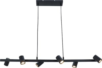 Olucia - CARLOS - Hanglamp - Zwart - 6L - Vorm: Rechthoek