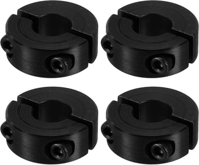 PATIKIL Gedeelde stelringen, 10 mm boring 24 mm OD 9 mm dik, 4-pack 45# aluminiumlegering, diepteaanslagringen, klem met stelschroef voor de machinebouwindustrie, zwart