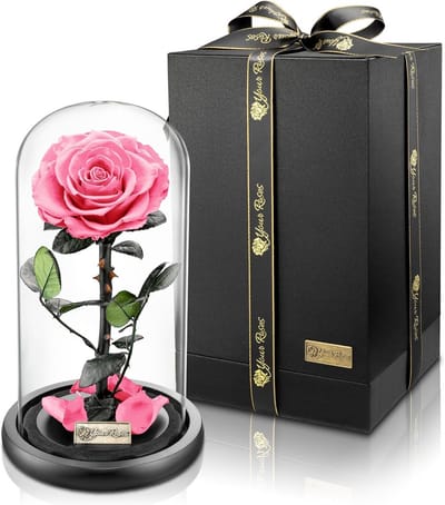 Echte Premium Roos in Glazen Koepel - Cadeau met Lange Houdbaarheid voor Liefde en Decoratie