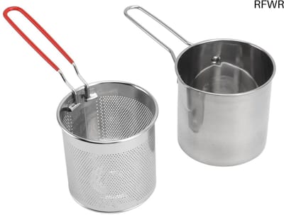 RFWR® Roestvrijstalen Frituurpan met Zeefmand en Handvat - Geschikt voor Tempura, Gebakken Kip en Garnalen