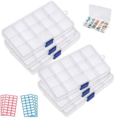 Dailygoods- Sorteringsbox Transparant - 6 Stuks - Verstelbare Compartimenten - Opbergdoos - Lichtgewicht - Duurzaam PP Materiaal - Veilig en Geurloos