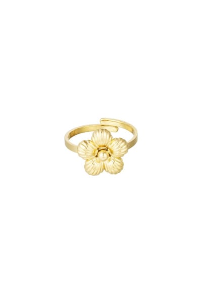 Yehwang Goudkleurige Daisy Damesring - Bloemen - Stainless steel - Waterproof - Verstelbaar