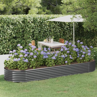 vidaXL - Plantenbak - 322x100x36 - cm - gegalvaniseerd - staal - antracietkleurig