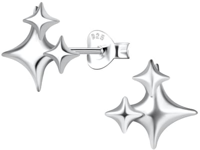 Joy|S - Zilveren ster oorbellen - 3 sterretjes - 10 mm - gepolijst - oorknoppen