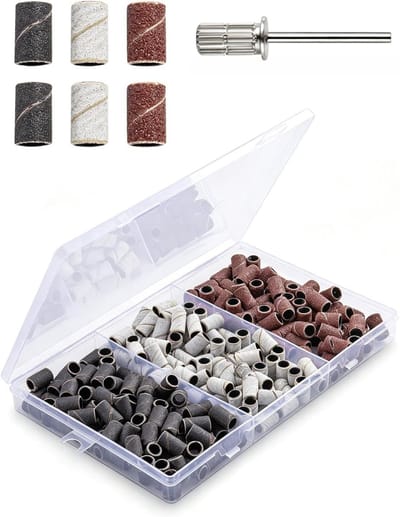 Schuurhulzen Set - Nagelfrees Bits - Nagelverzorging - 210 Delig - Korrel 80/120/180 - Grijs