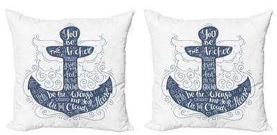 ABAKUHAUS 2-delige set anker kussenhoes – Doodle Marine – 50x50 cm blauw