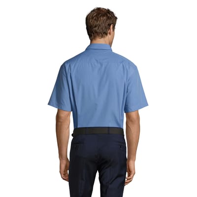 SOLS Heren Bristol Poplin Overhemd met Korte Mouwen (Middenblauw)