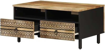 Bijzettafel - Salontafel hout - Woonkamer decoratie - Opbergruimte - 80 x 54 x 40 cm - Zwart
