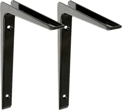 AMIG Plankdrager/planksteun - 2x - aluminium - gelakt zwart - H150 x B100 mm - boekenplank steunen