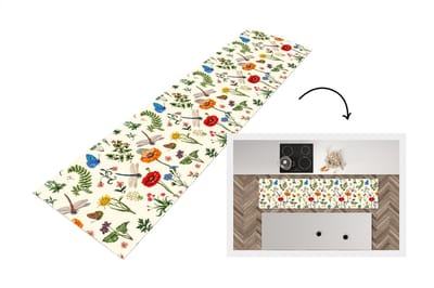 Keukenloper - Loper keuken - Insecten - Bloemen - Zomer - Regenboog - Patroon - 200x50 cm - Keukenloper vinyl