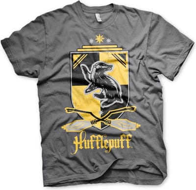 Harry Potter Heren Tshirt -L- Hufflepuff Grijs