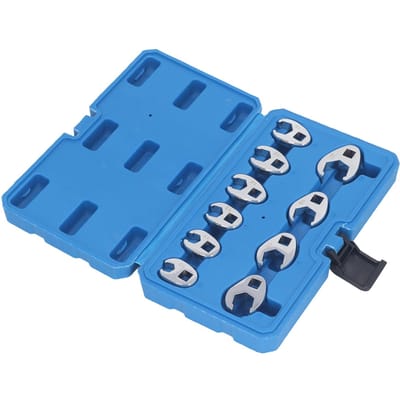 10 Stuks Kraaiepoot Sleutels 3/8 Inch Aandrijving Flare Moersleutel Set U-Vormige Open Bek Sleutel Metrisch blue