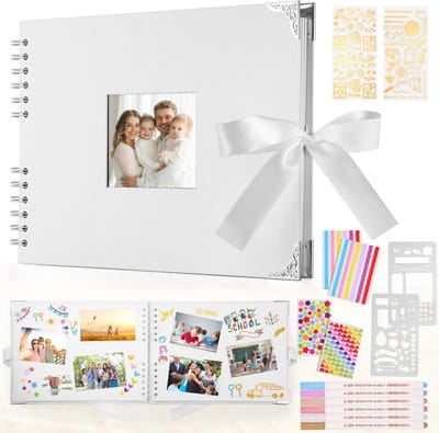 Fotoalbum voor Scrapbooking en Gastenboek - 29,5 x 21 cm - Voor 160 Foto's met 6 Metalen Pennen - Perfect voor Verjaardag en Bruiloft