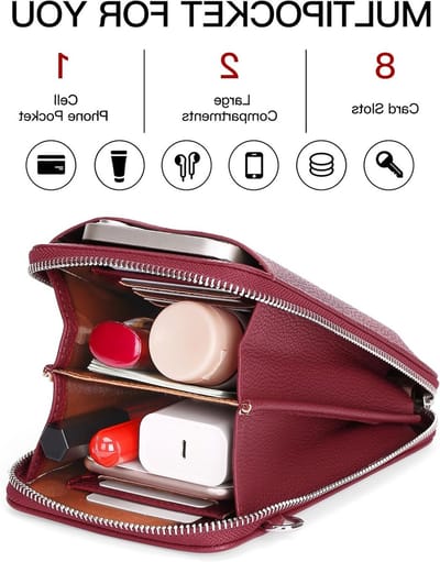 Kleine Schoudertas voor Telefoon, Dames Leren Handtas met Kaartslots, Verstelbare Schouderriem en Veelzijdige Crossbody Tas met Meerdere Vakken