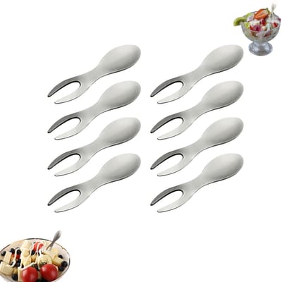 8 stuks - Maïs vork - Dessert vork van roestvrij staal - Fruit vork met hittebestendige handgreep - Kook vork voor huishoudelijk gebruik - Fruit spies van roestvrij staal - Geschikt voor koken, dineren, grillen en serveren van eten