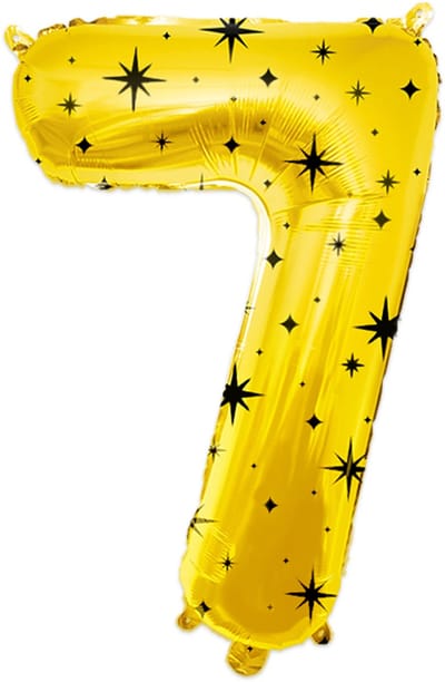 BTH - Helium Ballon - 7 - Goud-Zwart - Ballonnen - Cijfer Ballonnen - Verjaardag - Decoratie - Versiering - Folieballon