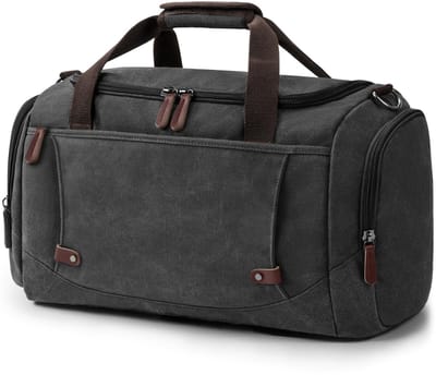 Grote reistas in retro Uniseks canvas reistas Weekendtas Sporttas, meerdere zakken,40L grote capaciteit,voor mannen en vrouwen, canvas (Zwart)