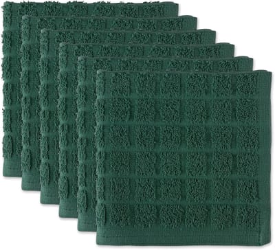 Set van 6 Massieve Katoenen Vaatdoeken – Donkergroen, 30,5 x 30,5 cm
