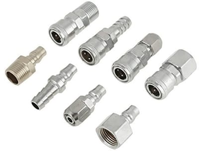 Dailygoody - Pneumatische Luchtkoppeling - 8-delige set - Industrieel type C - Zilver - Snelle koppelingen - Geschikt voor luchtsystemen