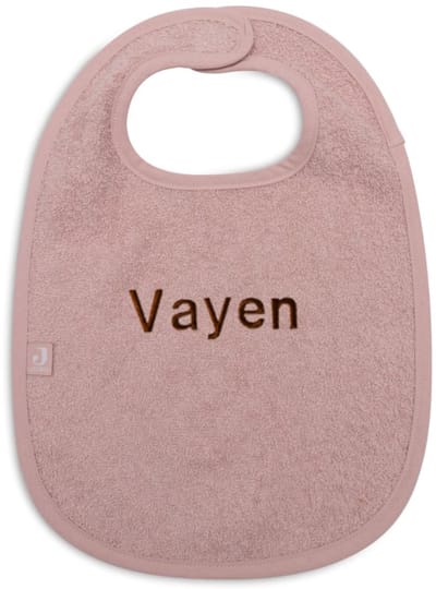Jollein Slabbetje Badstof met naam - wild rose - gepersonaliseerd kraam cadeau - cadeautje met naam - geborduurd