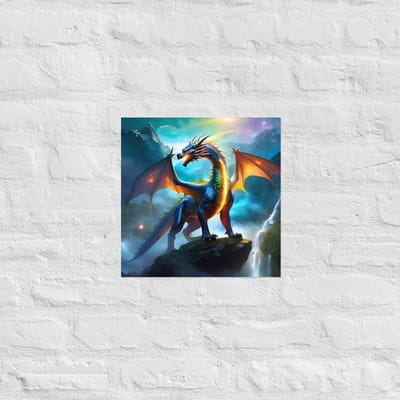 Fantasy Draak poster | Abstracte Poster | Fantasyposter | Coole Poster | 35x35 cm | Poster Draak | Wanddecoratie | Muurposter | MT | Geschikt om in te lijsten