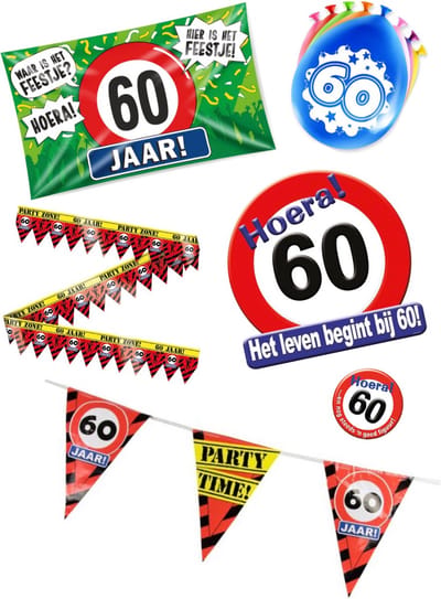 50 jaar verjaardag versiering pakket – vlag - gevelvlag – ballon – paperdreams
