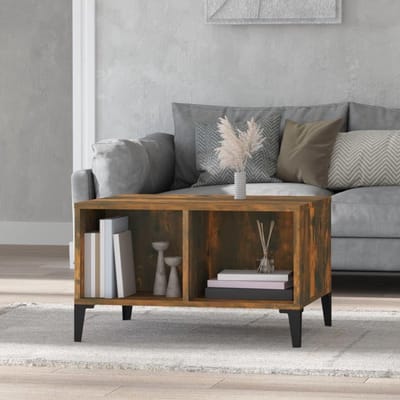 Salontafel - Bijzettafel - Woonkamer Inrichten - Twee Open Vakken - 60 x 50 x 365 cm - Rookeiken