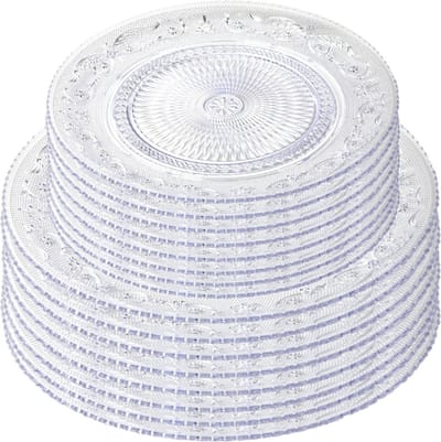 Plasticforte Onbreekbare servies borden - 16x stuks - kunststof - kristal stijl - transparant - in 2 formaten - camping/verjaardag