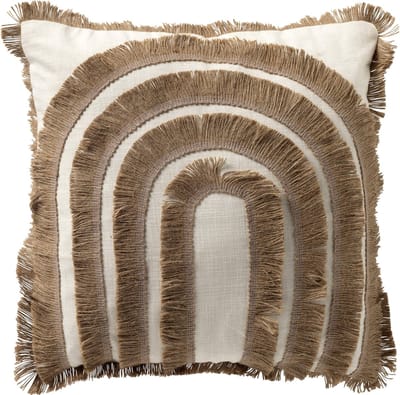 Dutch Decor MARINA - kussenhoes 45x45 cm - jute afwerking - Natural - bruin - met rits - zonder binnenkussen