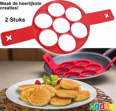 *** 2 stuks Siliconen Wafel Poffertjesvorm - Poffertjesmakers voor 2x 7 poffertjes - van Heble® ***