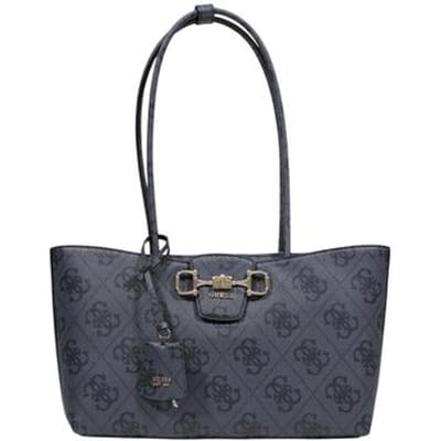GUESS schoudertas shopper Janie Logo Girlfriend Carryall Coal Logo donkergrijs