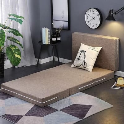 Vouwbed - Logeerbed Slaapbank - Ruimte Besparen - Wasbare Schuimmatras - 90 x 200 cm - Lichtbruin