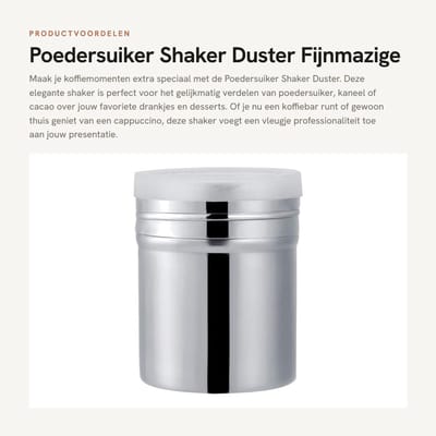 Dailygoods- Poedersuiker Shaker - Roestvrij Staal - Fijnmazige Shaker - Kaneelshaker - Meel/Zout/Peper - Maat S/M/L - Stevig Materiaal - Poedersuiker Strooier