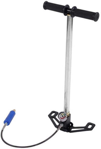 Dailygoods- Hogedrukpomp Draagbaar - Handpomp - Luchtpomp voor Duiken - Manometer - Roestvrij Staal - 53 cm Luchtslang