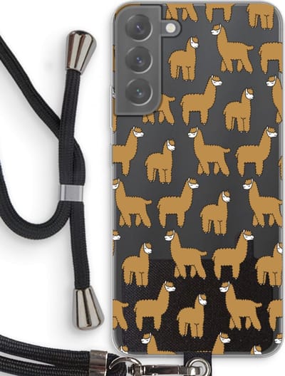 Case Company® - Hoesje met koord geschikt voor Samsung Galaxy S22 Plus hoesje met Koord - Alpacas - Telefoonhoesje met Zwart Koord - Bescherming aan alle Kanten en Over de Schermrand