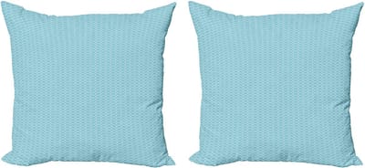 ABAKUHAUS Vintage Blauwe Decoratieve Kussenhoes, Set van 2, In elkaar grijpende Vierkantjes, 40x40 cm, Babyblauw Wit