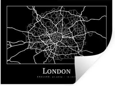 Muurstickers - Sticker Folie - Kaart - Stadskaart - Londen - Plattegrond - 40x30 cm - Plakfolie - Muurstickers Kinderkamer - Zelfklevend Behang - Zelfklevend behangpapier - Stickerfolie