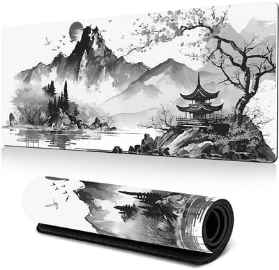 Gaming muismat - muismat xxl - muismat - Muismat in inkttekeningstijl - Antislip rubberen muismat - Natuurlijk rubber - 40×90×0,3 cm - Inktwas