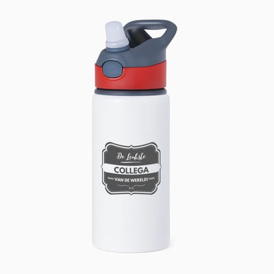 Hacebo® - De leukste collega waterfles met rietje rood - Collega - beste collega - werk - afscheidscadeau - verjaardagscadeau - kado - water fles - 650ML