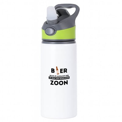 Hacebo® - bier, nu ik je aandacht heb je bent een geweldige zoon waterfles met rietje groen - de beste zoon - verjaardagscadeau - verjaardag - cadeau - cadeautje voor zoon - zoon artikelen - kado - geschenk - gift - water fles - 650ML