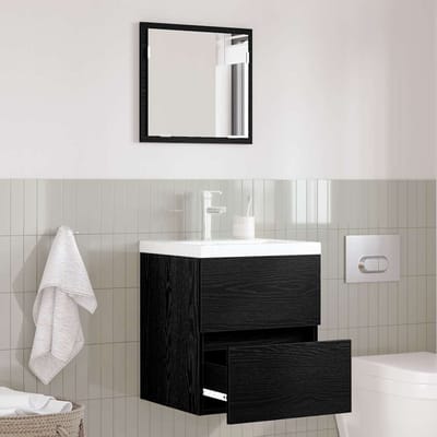 vidaXL - Badkamerkast - Zwart - Eiken - 41 - x - 38,5 - x - 45 - cm - Bewerkt - hout