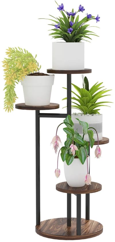 Bresht Plantenrek - Plantenstandaard - Plantenrek buiten - Plantenrek binnen - 5 planten - Modern - Kleine ruimtes - 43x43x70
