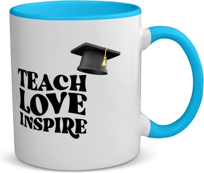Akyol - teach love inspire koffiemok - theemok - blauw - Docent - leraar/lerares - hogeschool - universiteit - verjaardag - cadeautje voor docent - docent artikelen - kado - geschenk - collega's - 350 ML inhoud
