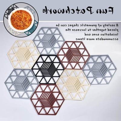 5-delige silicone tafelmat set - geïsoleerde anti-verbrandingsmat voor keuken, dineren en koken met houder voor hete pannen, borden en onderzetters.