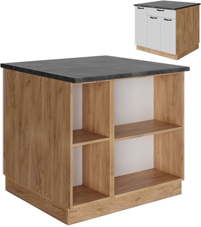 Vicco Fame-Line Keukeneiland – 90 cm met lade, zonder werkblad Wit Landhuis